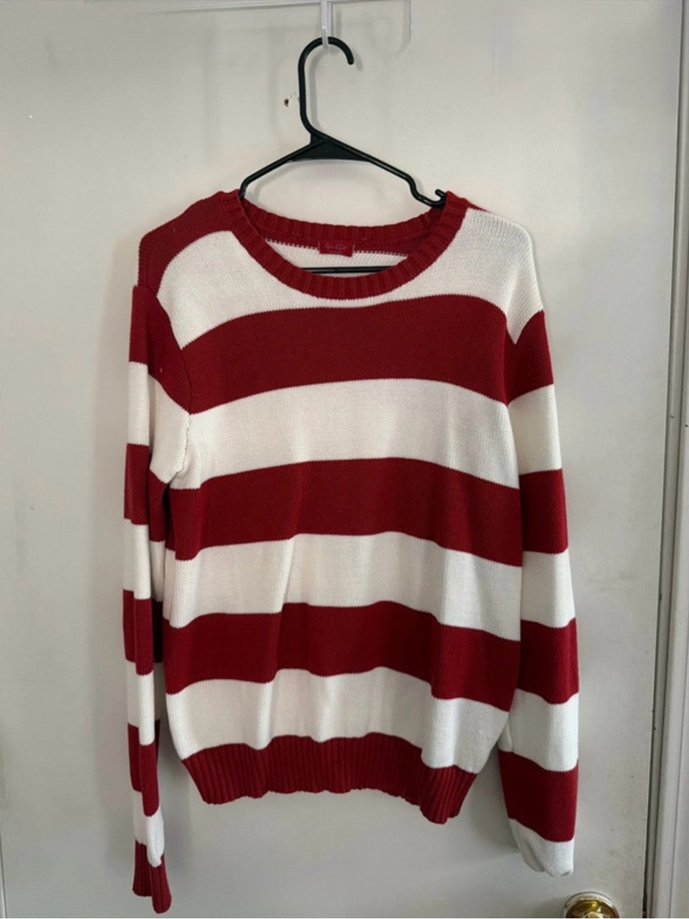 Brandy Melville Red & White Striped Crewneck Sweater